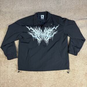 Malice Merch Heavy Metal Band 1/4 Zip Windbreaker Black Jacket Mens Sz S